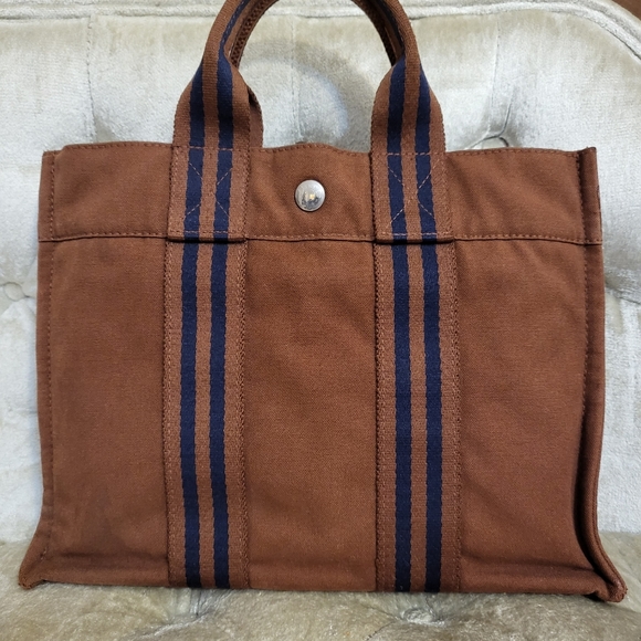 Authentic Hermes small canvas tote bag - Picture 2 of 11